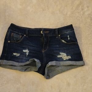 Wax Jean Blue Distressed Jean Shorts